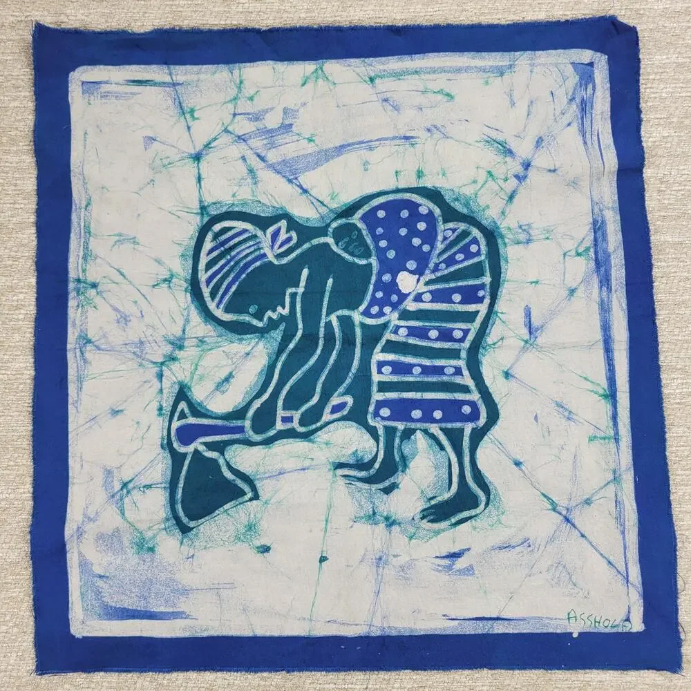 VTG Asshola Batik African Woman Farming Tapestry Mali Hand Dyed Fabric Signed